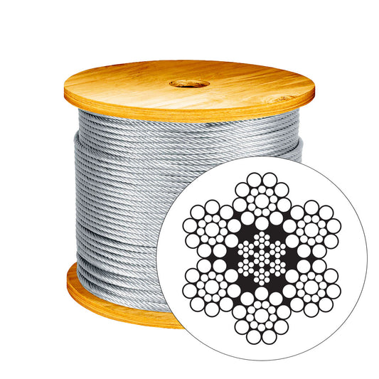 Cable de Acero Galvanizado Tipo Boa, 6x19, Alma de Acero, 2" Diametro