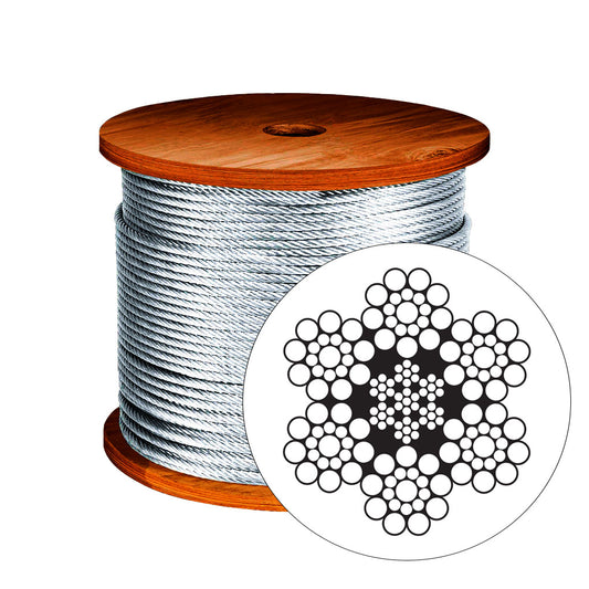 Cable de Acero Inoxidable Tipo Boa, 6x19, 1/2" Diametro